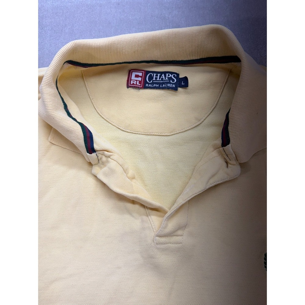 Chaps Ralph Lauren Yellow Polo Shirt Logo Size Large - Picture 8 of 14